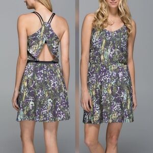 Lululelom City Summer Dress Floral Sport White Multi Narrow Court Stripe Cut Out